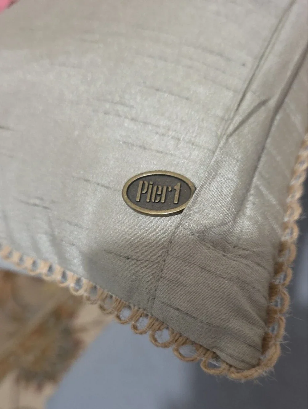 Pier 1 Embroidered Fox Accent Pillow in Cream with Blue Details 10 X 10